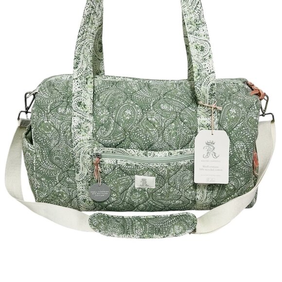 SHABBY CHIC Couture Rachel Ashwell Green Paisley Duffle Weekender Travel Bag New - Picture 2 of 8